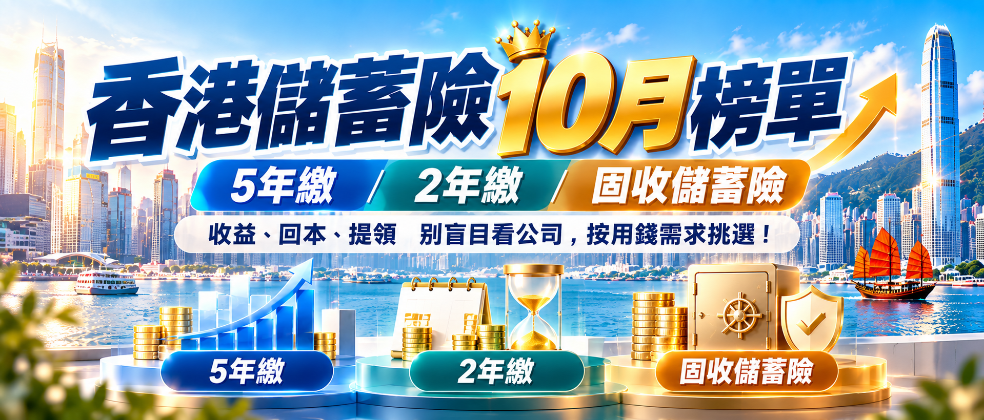 香港储蓄险10月榜单｜5年缴 / 2年缴 / 固收三类横向对比收益、回本、提领，别盲目看公司，按用钱需求挑选！